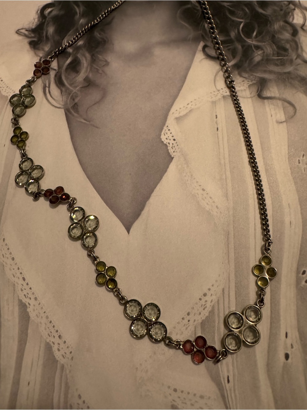 Sorrelli Multi-Color Crystal Floral Cluster Necklace - Picture 3 of 3
